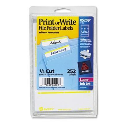 Print or Write File Folder Labels, 11/16 x 3-7/16, White/Yellow Bar,AVERY,OxKom