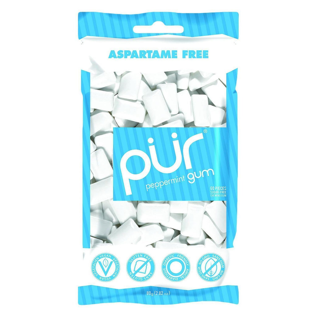 Pur Gum - Peppermint - Aspartame Free - 60 Pieces - 80 g -,PUR GUM,OxKom