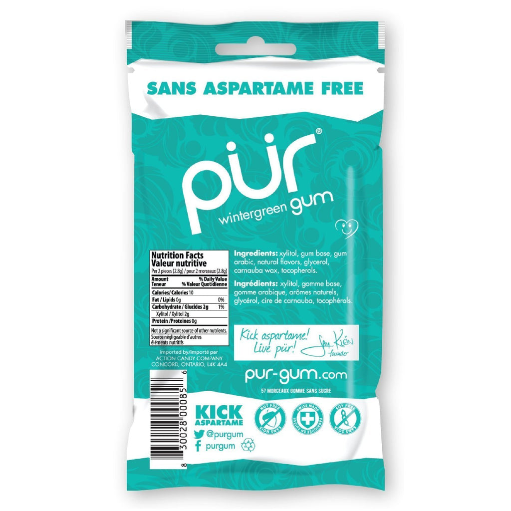 PUR Gum Aspartame Free Wintergreen 2.8 Oz 57 Pieces Chewing Gum,PUR GUM,OxKom