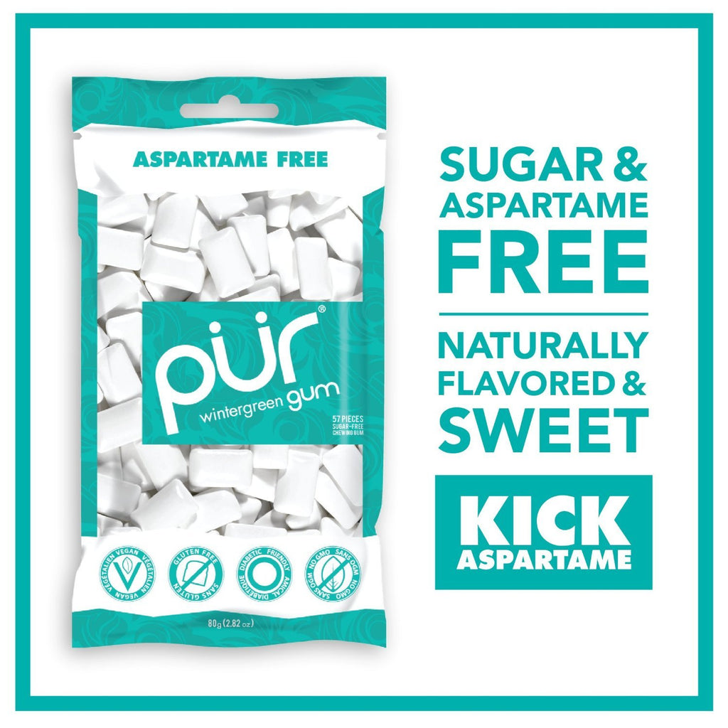 PUR Gum Aspartame Free Wintergreen 2.8 Oz 57 Pieces Chewing Gum,PUR GUM,OxKom
