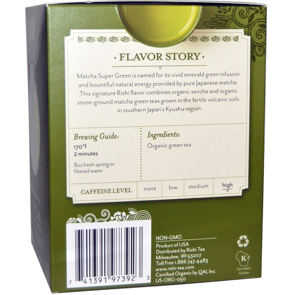 Rishi Tea - Organic Matcha Super Green Tea - 15 Tea Bags,RISHI,OxKom