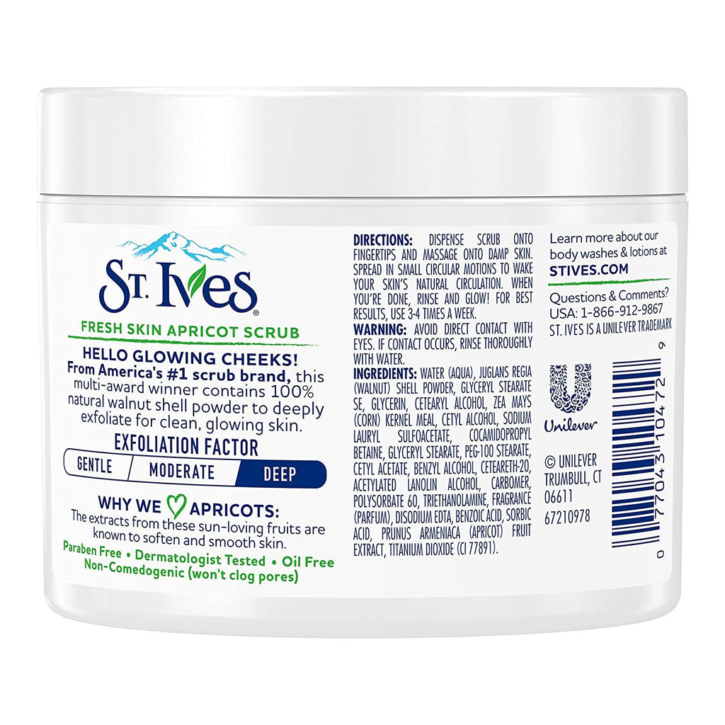 ST.IVES APRICOT SCRUB JAR INVG 10 OZ,ST. IVES,OxKom