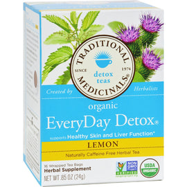 Traditional Medicinals Lemon EveryDay Detox Herbal Tea - 16 Tea Bags -,TRADITIONAL MEDICINALS,OxKom