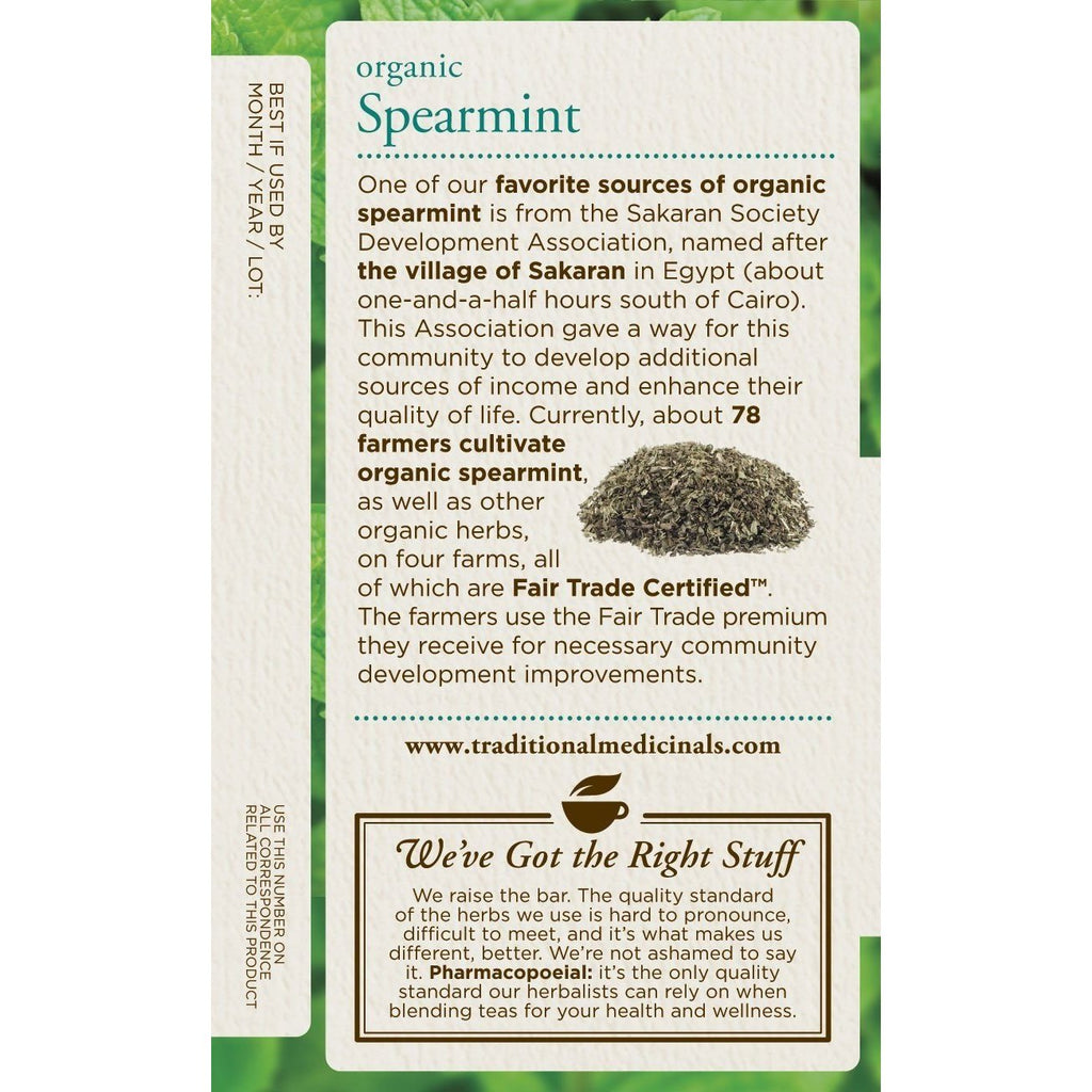 Traditional Medicinals Organic Spearmint Tea, 16 Tea Bags,TRADITIONAL MEDICINALS,OxKom