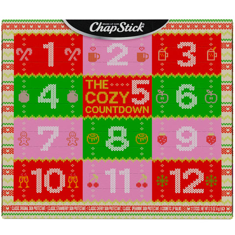 ChapStick Cozy Countdown Holiday Lip Balms 12-Pack, Advent Calendar