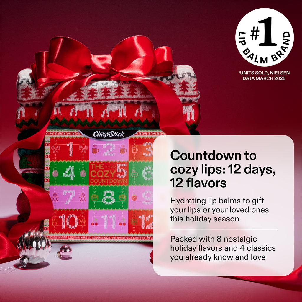 ChapStick Cozy Countdown Holiday Lip Balms 12-Pack, Advent Calendar.