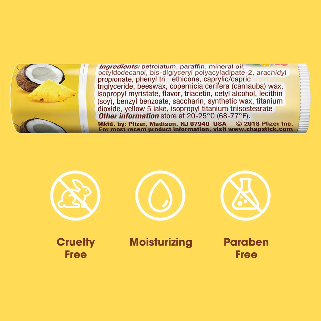 ChapStick Bulk Lip Balm, Aloha Coconut, 12-Pack – Luscious & Tropical Lip Moisturizer, 0.15 Ea 