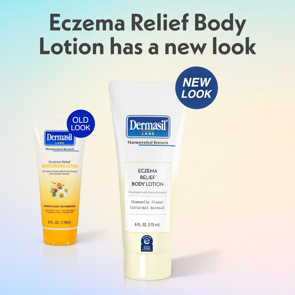 Dermasil Eczema Relief Lotion 3-Pack – Fast-absorbing, non-greasy, fragrance-free with oatmeal & chamomile. Cruelty-free, 6 oz each.
