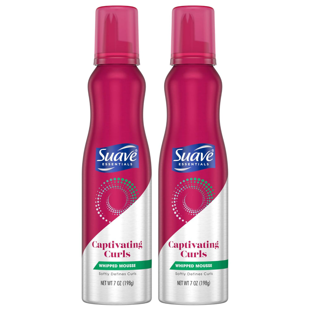 Suave Mousse, Captivating Curls – Whipped Hair Mousse for Curly Hair, Wavy Styles, Anti-Frizz Hair Styling Products for Flexible, Crunch-Free Curls, 7 oz (Pack of 2)