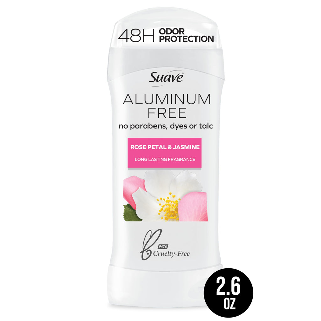 Suave Aluminum-Free Deodorant, Rose Petal & Jasmine, 2.6 Oz