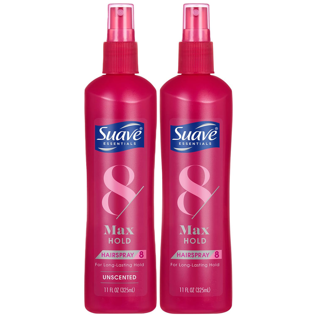 Suave Hairspray Max Hold Variety 2-Pack, Unscented & Scented Formulas – Non-Aerosol Hairspray, 11 Oz Ea