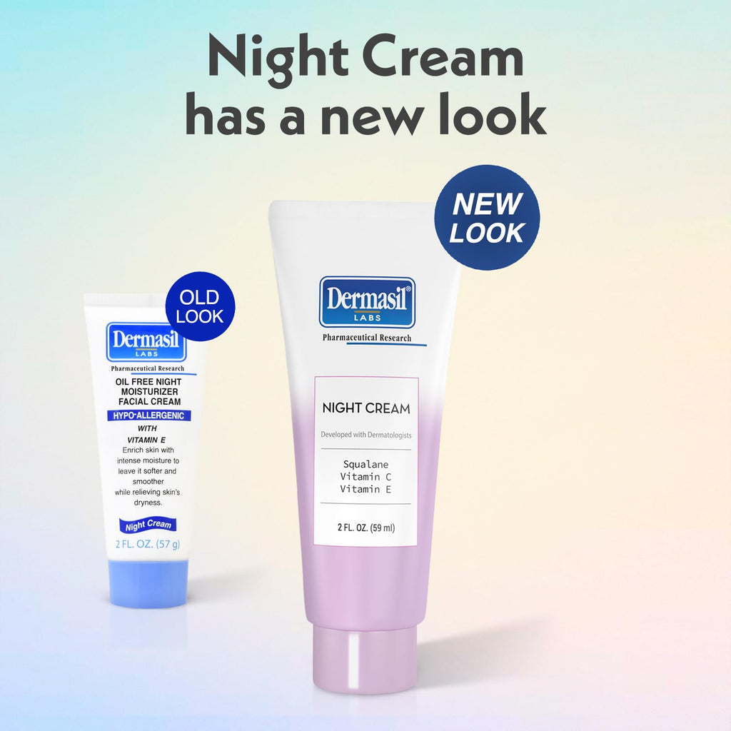 Dermasil Night Cream 3-Pack – Anti-Aging Face Moisturizer with Squalane, Hyaluronic Acid, Vitamin C, and Vitamin E, 2 Oz Ea