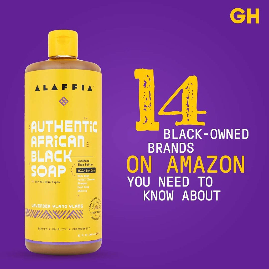 Alaffia Authentic African Black Soap, Hemp Olive Leaf – All-in-One Moisturizing Cleanser for Face, Hands, Body & Hair, 32 Oz