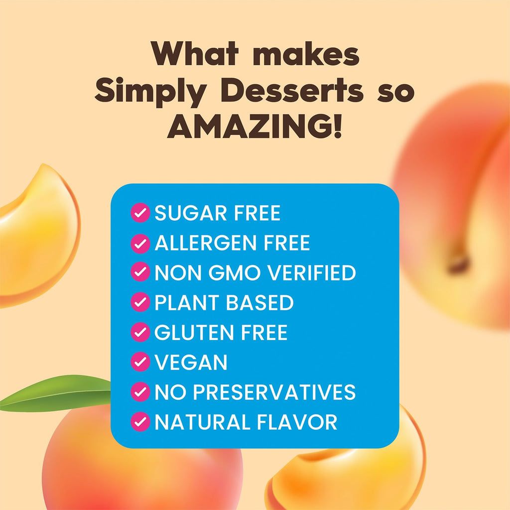 Simply Desserts Sugar-Free Peach Jel, 6-Pack – Vegan Dessert, Keto Snacks, Diabetic Friendly & Kosher, 1.7 Oz Ea