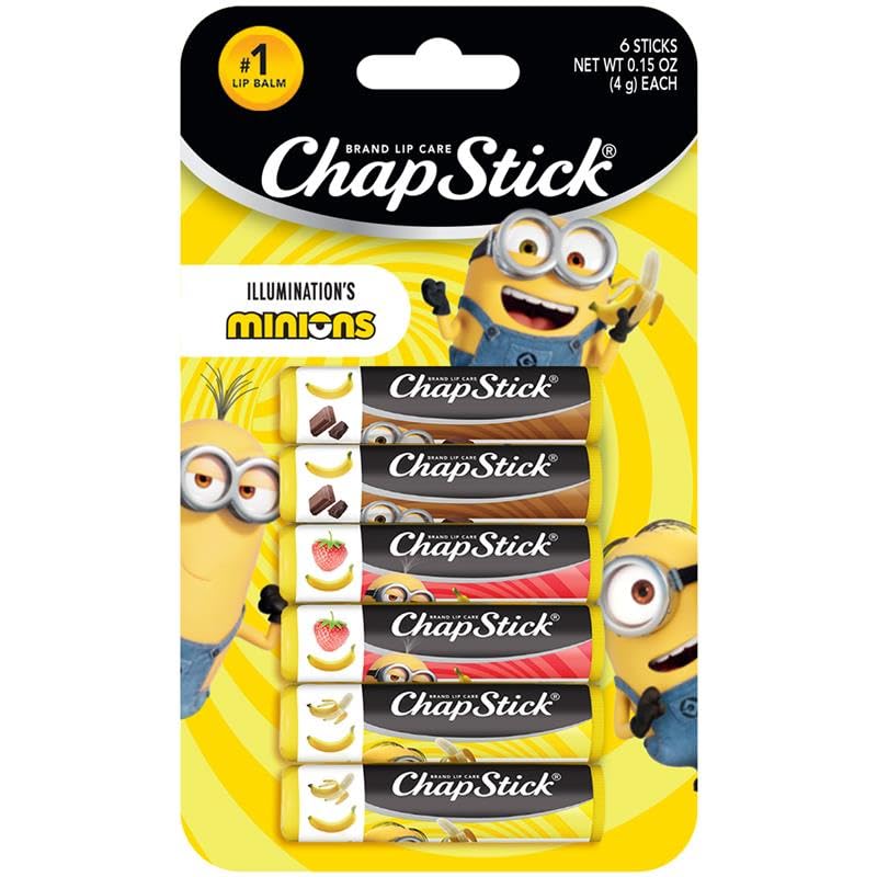 ChapStick Lip Balm, Minions Banana Variety Pack (6 Sticks), Party Favors for Kids, Stocking Stuffers, 0.15 Oz Ea