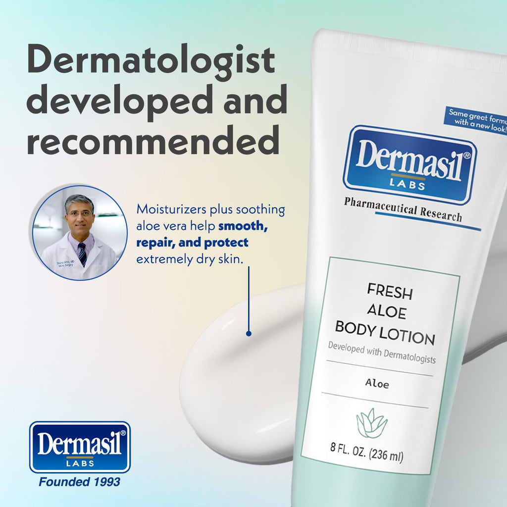 Dermasil Body Lotion, Fresh Aloe, 3-Pack – Non-Greasy, Fast-Absorbing, Fresh Scent, 8 Oz Ea
