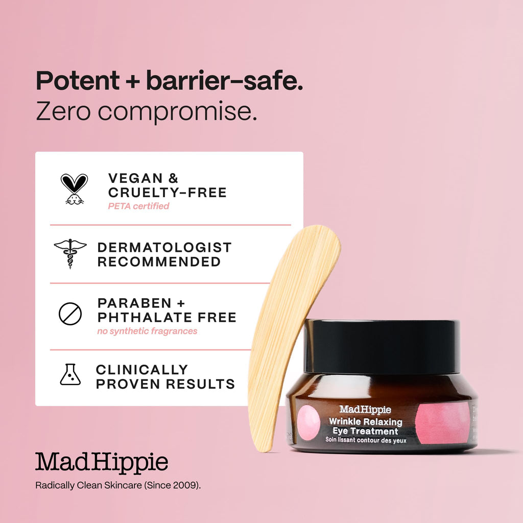 Mad Hippie Wrinkle Relaxing Eye Treatment – Under Eye Cream with Advanced Neuropeptides + Rejuvenating Peptides for Smoother, Brighter Skin, 0.5 Oz