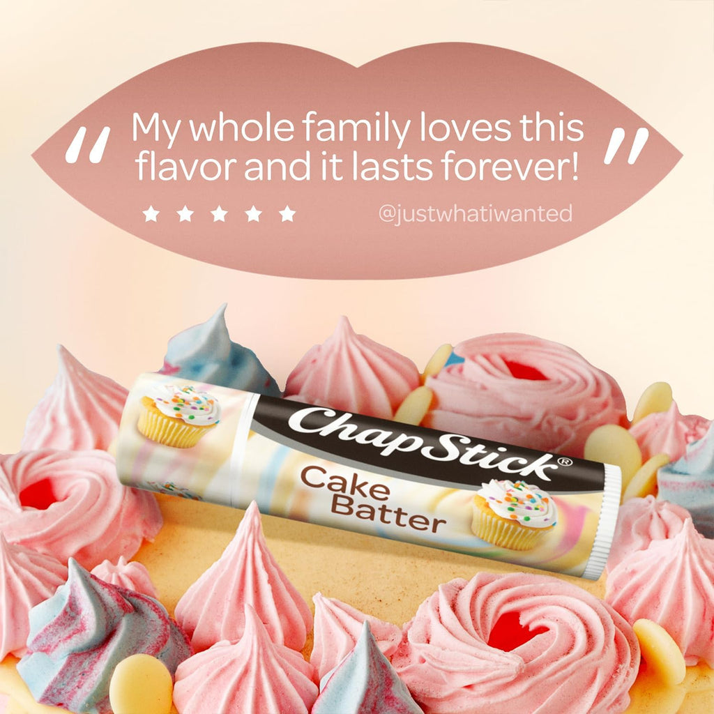 ChapStick Lip Moisturizer, Cake Batter, 12-Pack – Bulk Lip Balm, Irresistible & Sweet, 0.15 Oz Ea