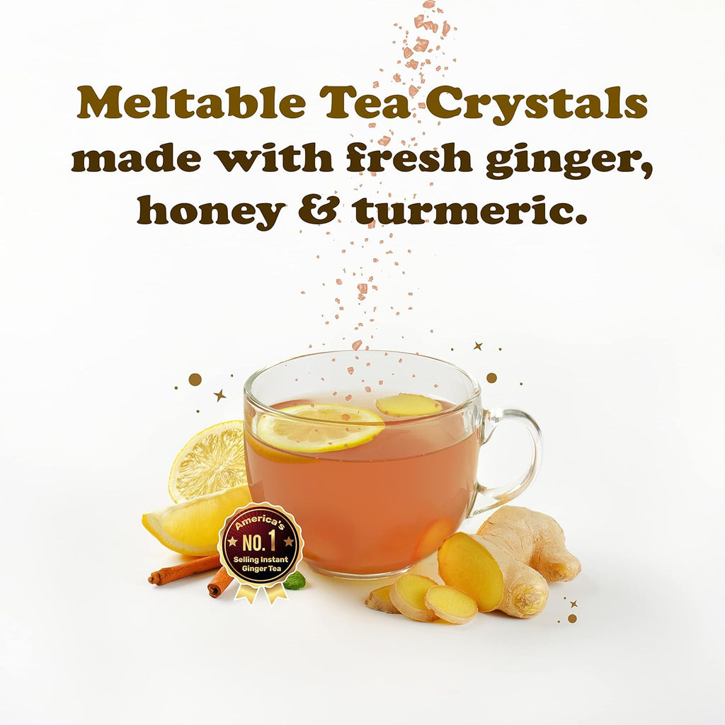 Pocas Honey Ginger Tea, Turmeric, 12.7 Ounce, 20 Bags(Pack of 2)Non-GMO,Non-Diary,Gluten Free,No Artificial & Colors,Honey Crystal,Real Ginger, Sachet