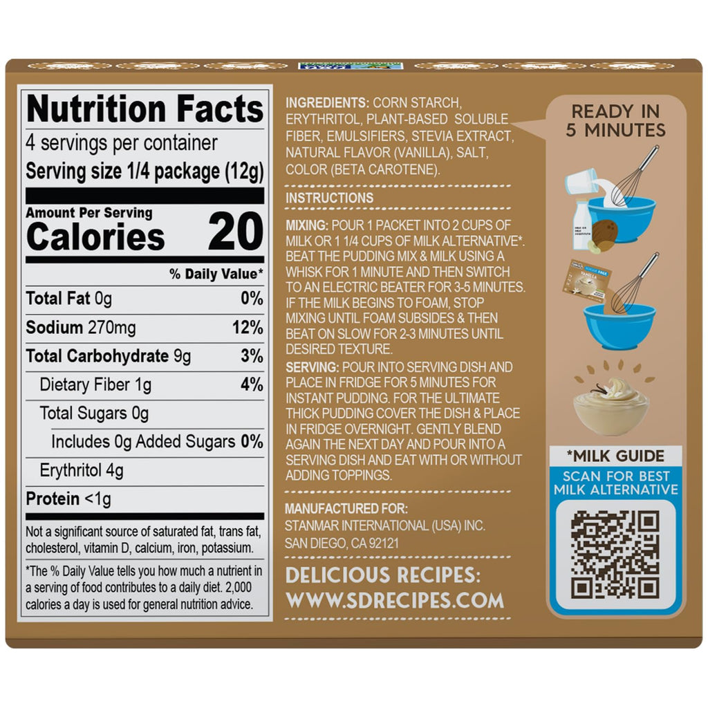 Simply Desserts Vanilla Instant Pudding, Sugar-Free, 6-Pack – Healthy Dessert, Keto Snacks, Vegan & Diabetic-Friendly, Kosher, 1.7 Oz Ea