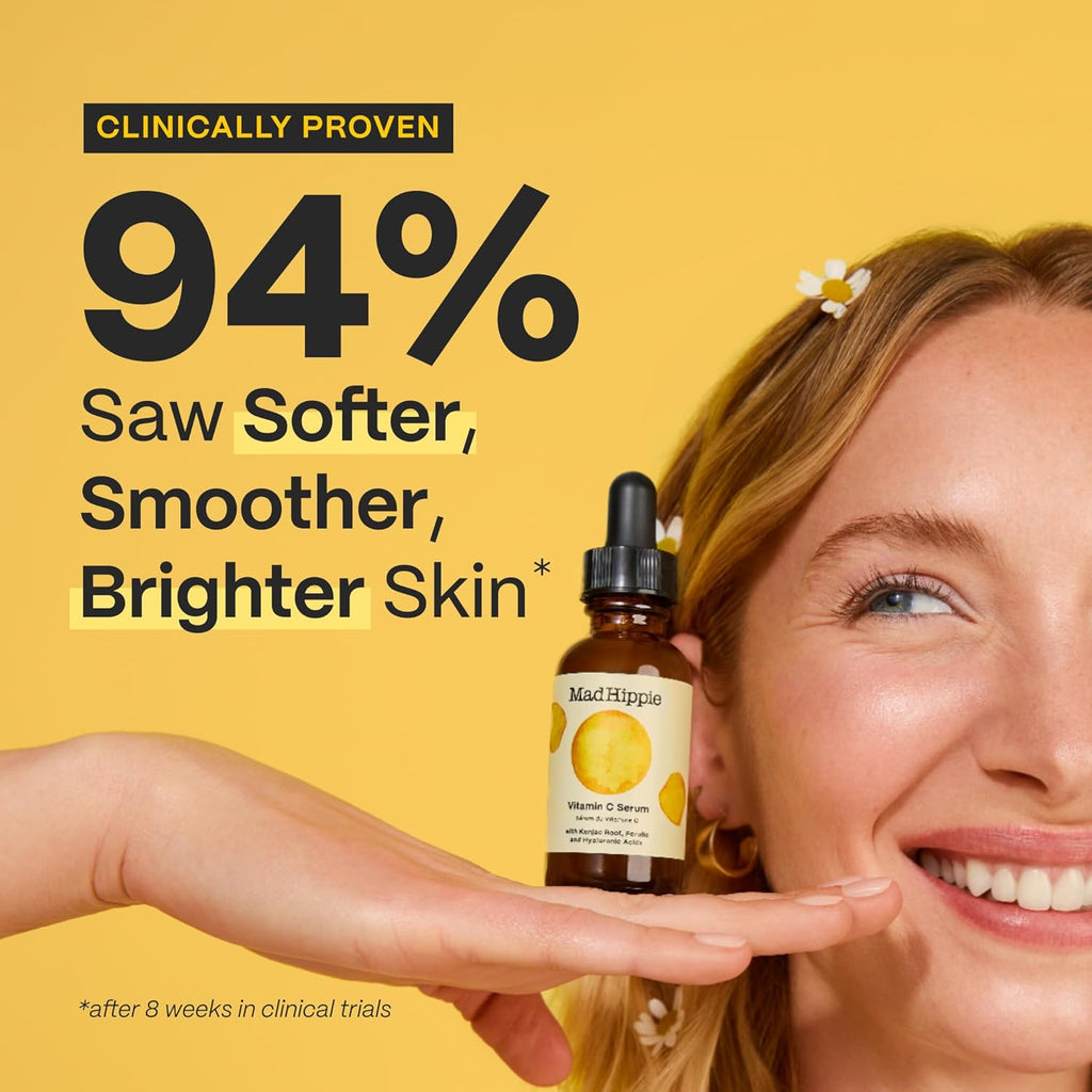 Mad Hippie Vitamin C Serum for Face with Hyaluronic Acid and Triple C Night Cream Ceramide Moisturizer - Skin-Brightening Skin Care Duo (2 Piece Set)