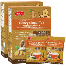 Pocas Honey Ginger Tea, Turmeric, 12.7 Ounce, 20 Bags(Pack of 2)Non-GMO,Non-Diary,Gluten Free,No Artificial & Colors,Honey Crystal,Real Ginger, Sachet