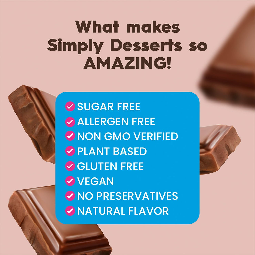Simply Desserts Chocolate Instant Pudding, Sugar-Free, 6-Pack – Healthy Dessert, Keto Snacks, Vegan & Diabetic-Friendly, Kosher, 1.7 Oz Ea