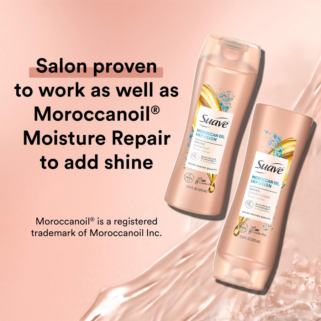 Suave Moroccan Oil Infusion Shampoo & Conditioner Set - Argan Oil for Damaged, Dry Hair, Shine & Healthy Locks, 12.6 Oz (2 Pieces)