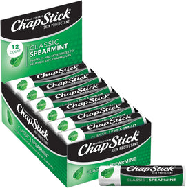ChapStick Bulk Lip Balm, Classic Spearmint 12-Pack – Cool & Refreshing Lip Moisturizer for Dry Lips, 0.15 Oz Ea