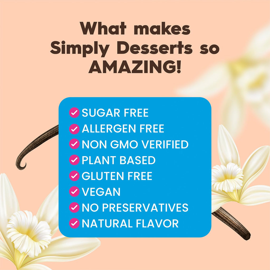 Simply Desserts Vanilla Instant Pudding, Sugar-Free, 6-Pack – Healthy Dessert, Keto Snacks, Vegan & Diabetic-Friendly, Kosher, 1.7 Oz Ea