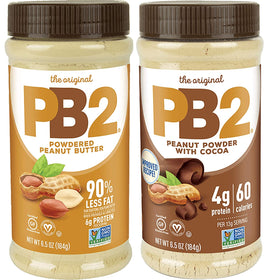 PB2 Powdered Peanut Butter Bundle, Gluten Free,Mix in Protein Shakes & Smoothies,Low Carb,Original Peanut Butter & Cocoa Flavors 2 Jars - 6.5 Oz Each