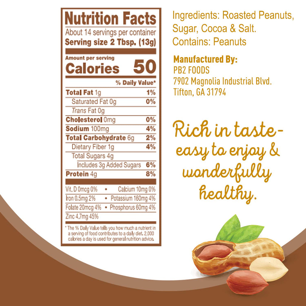 PB2 Powdered Peanut Butter Bundle, Gluten Free,Mix in Protein Shakes & Smoothies,Low Carb,Original Peanut Butter & Cocoa Flavors 2 Jars - 6.5 Oz Each