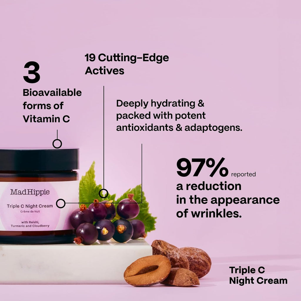 Mad Hippie Travel Essentials – Vitamin C Serum, Triple C Night Cream, Super A Serum + Jelly Cleanser in a 100% Recycled Toiletries Bag, Skin Care