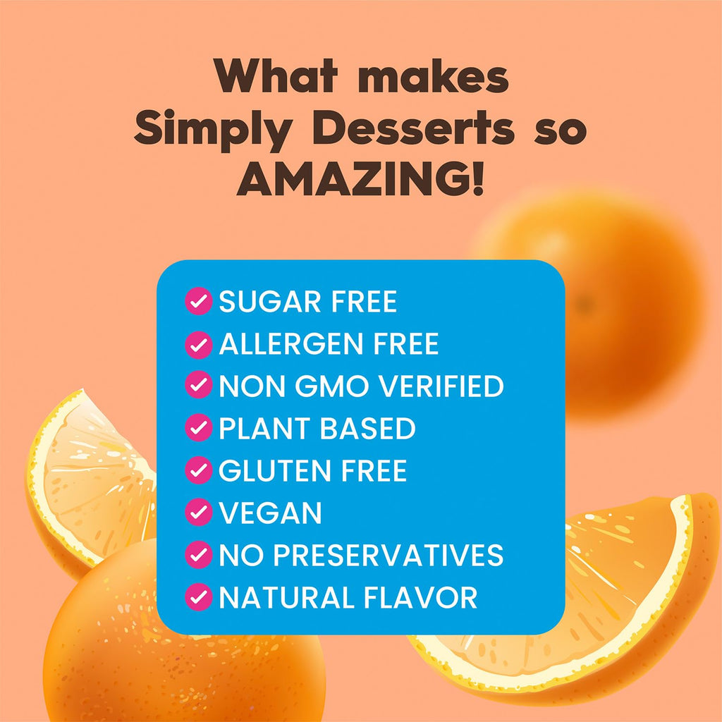 Simply Desserts Sugar-Free Orange Jel, 6-Pack – Vegan Dessert, Keto Snacks, Diabetic Friendly & Kosher, 1.7 Oz Ea