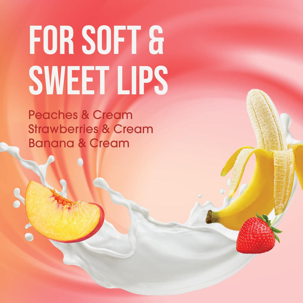 ChapStick Lip Balm Fruit & Cream 3-Pack Collection – Peach, Strawberry & Banana Flavors, 0.15 Oz Ea