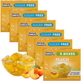 Simply Desserts Sugar-Free Peach Jel, 6-Pack – Vegan Dessert, Keto Snacks, Diabetic Friendly & Kosher, 1.7 Oz Ea