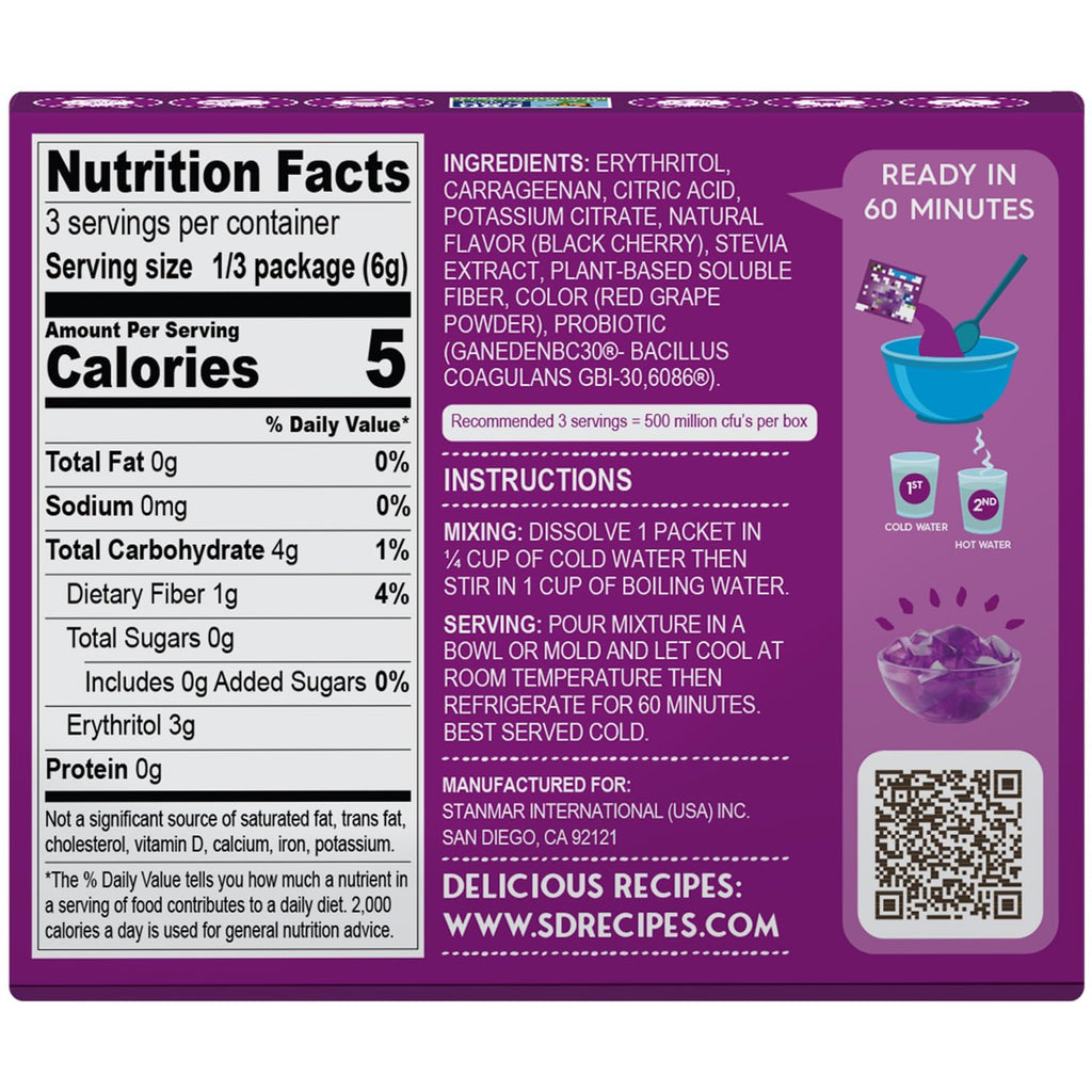 Simply Desserts Sugar-Free Black Cherry Jel, 6-Pack – Vegan Dessert, Keto Snacks, Diabetic Friendly & Kosher, 1.7 Oz Ea