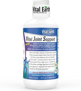 Vital Earth Liquid Joint Support – Glucosamine, Chondroitin, MSM, Hyaluronic Acid, Boswellia & Fulvic Acid (70+ Trace Minerals), 32 Oz