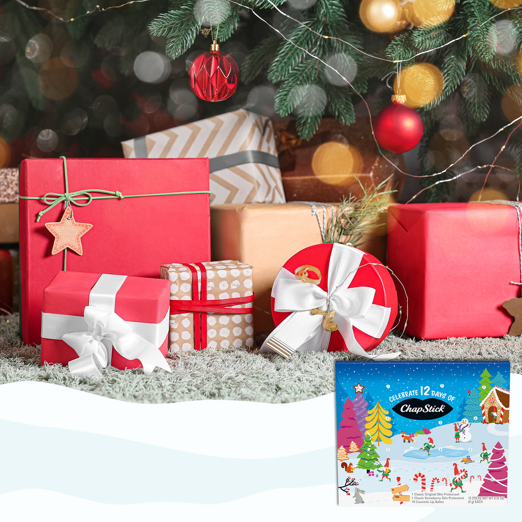 ChapStick Lip Balm Holiday Advent Calendar 12-Pack – Classic Original + 11 Flavored Lip Moisturizers, .15 Oz Ea