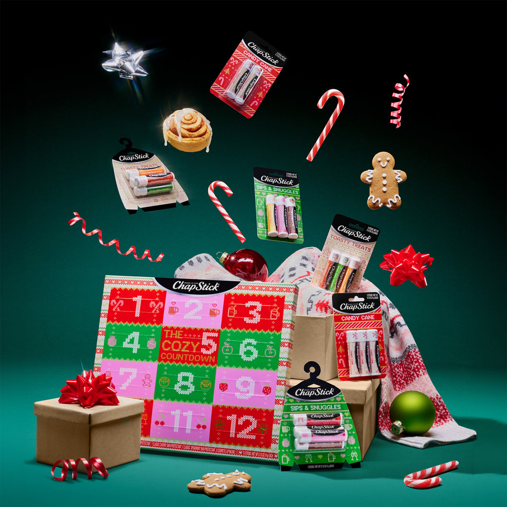 ChapStick Cozy Countdown Holiday Lip Balms 12-Pack, Advent Calendar.