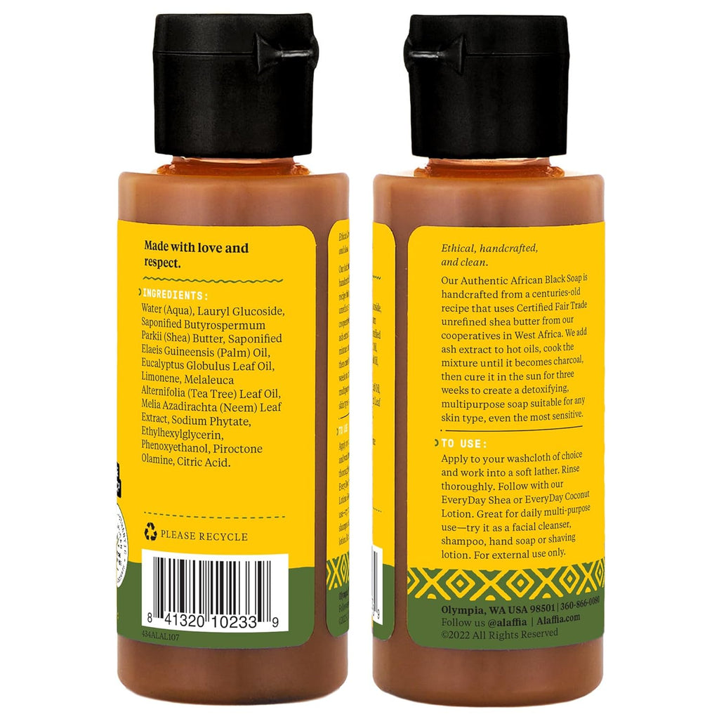 Alaffia Authentic African Black Soap, Hemp Olive Leaf – All-in-One Moisturizing Cleanser for Face, Hands, Body & Hair, 32 Oz