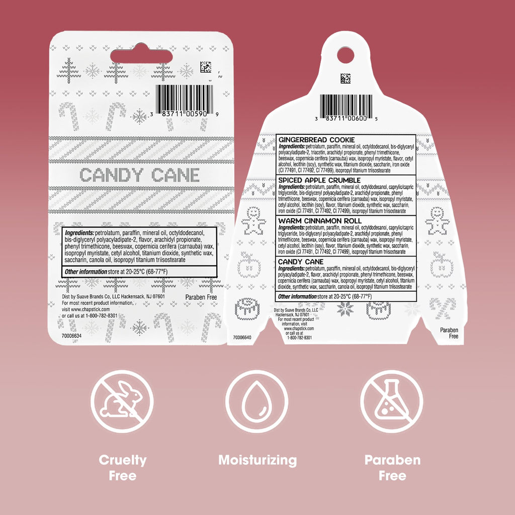 ChapStick Lip Balm, Holiday Variety Packs (7 Sticks) – Candy Cane, Toasty Treats Flavored Lip Moisturizers, Stocking Stuffers, Gifts, Christmas Ornament, 0.15 Oz Ea
