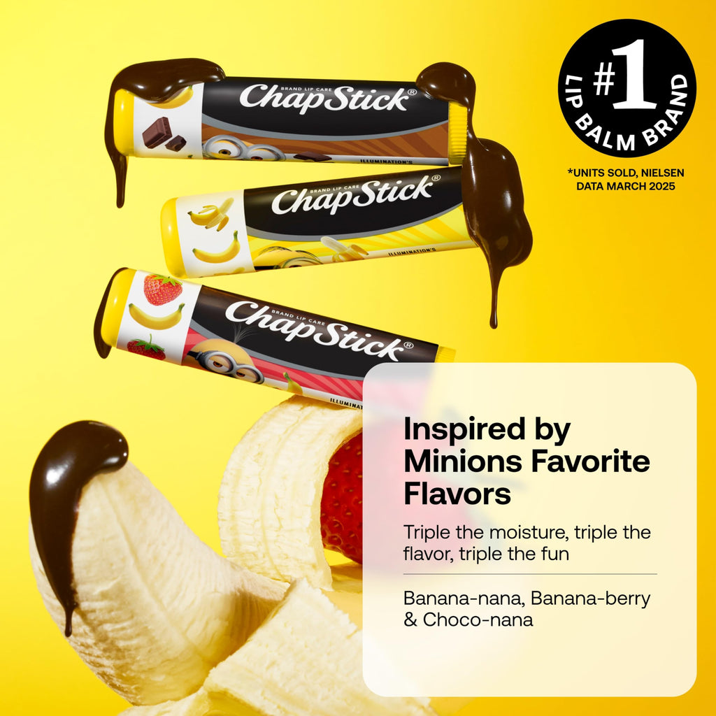 ChapStick Lip Balm, Minions Banana Variety Pack (6 Sticks), Party Favors for Kids, Stocking Stuffers, 0.15 Oz Ea
