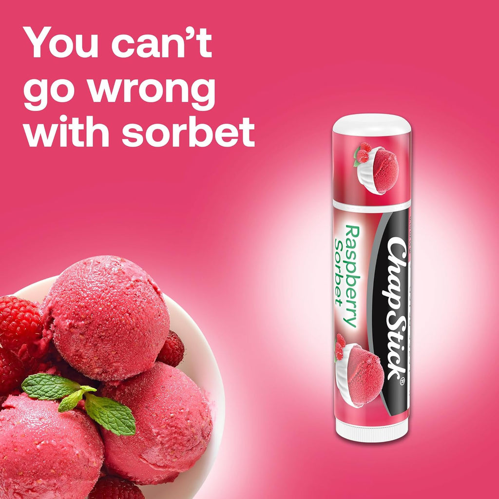 ChapStick Lip Moisturizer, Raspberry Sorbet, 12-Pack – Bulk Lip Balm, Luscious & Sweet, 0.15 Oz Ea