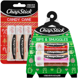 ChapStick Lip Balm, Holiday Variety Packs (7 Sticks) – Candy Cane, Sips & Snuggles Flavored Lip Moisturizers, Stocking Stuffers, 0.15 Oz Ea