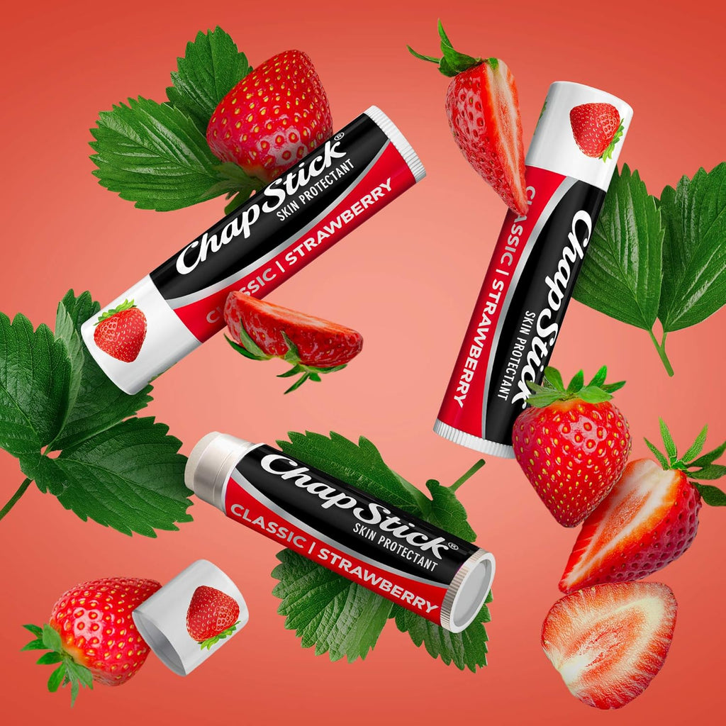 ChapStick Lip Care, Classic Strawberry 12-Count – Bulk Lip Balm, Fruity & Sweet, 0.15 Oz Ea