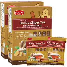 Pocas Honey Ginger Tea—Instant Powder Packets with Cinnamon & Ginger Honey Crystals Tea, Non-GMO/Gluten-Free/Caffeine-Free Tea, 20 Count (Pack of 2)