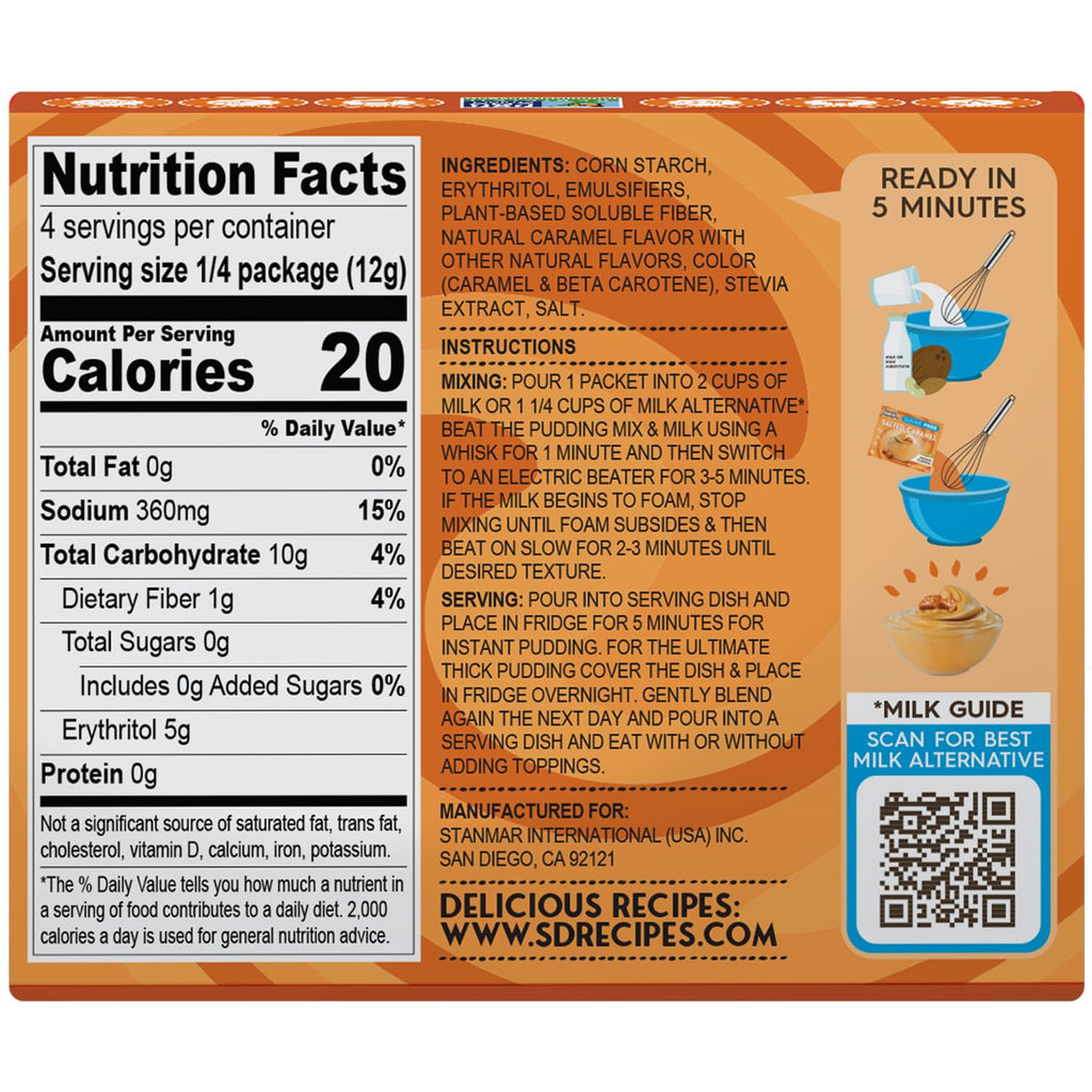 Simply Desserts Salted Caramel Instant Pudding, Sugar-Free, 6-Pack – Healthy Dessert, Keto Snacks, Vegan & Diabetic-Friendly, Kosher, 1.7 Oz Ea