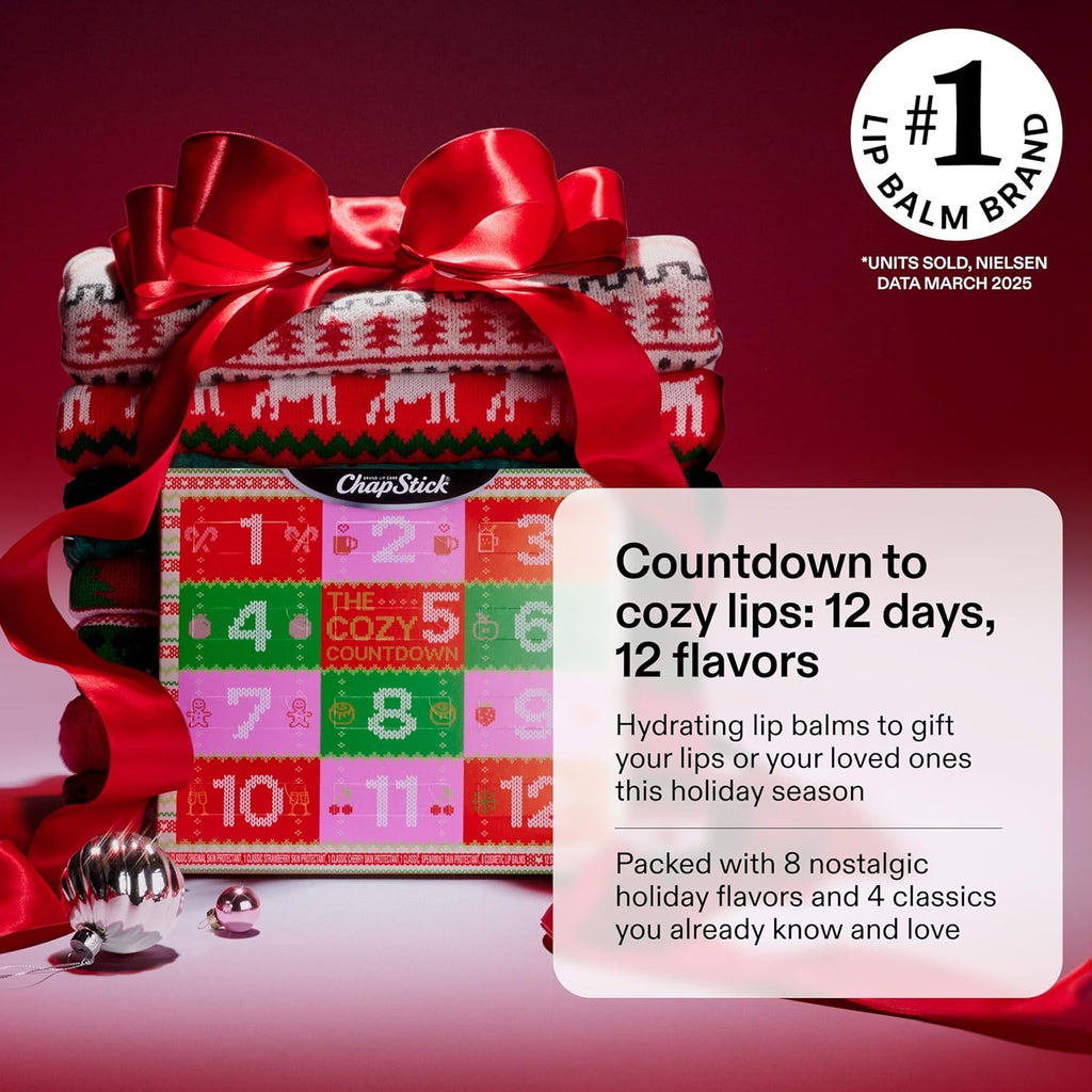 ChapStick Cozy Countdown Holiday Lip Balms 12-Pack, Advent Calendar