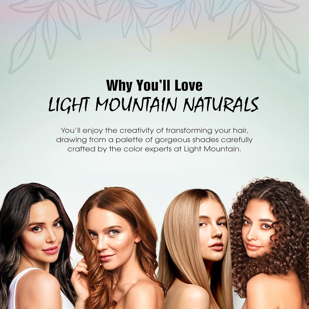 Light Mountain Henna Hair Color & Conditioner Light Brown – Organic, Chemical-Free Semi-Permanent Dye for Men & Women with Botanicals, 4 Oz Powder